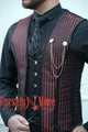 Red Brocade With Satin Authentic Steel Boned Steampunk Vest Costume Men's Corset