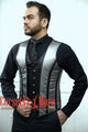 Royal Satin Black And Gray Authentic Steel Boned Men's Corset Vest