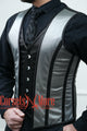 Royal Satin Black And Gray Authentic Steel Boned Men's Corset Vest