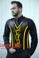 Royal Satin Yellow And Black Authentic Steel Boned Men's Corset Vest