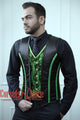 Royal Satin Green And Black Authentic Steel Boned Men's Corset Vest