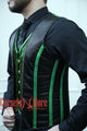 Royal Satin Green And Black Authentic Steel Boned Men's Corset Vest