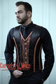 Royal Satin Black And Brown Authentic Steel Boned Men's Corset Vest