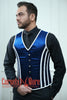 Steel Boned Corset Vest: Royal Satin, Blue & White Piping