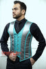 Royal Satin Turquoise And Gray Authentic Steel Boned Men Corset Vest