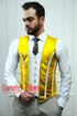 Steel Boned Corset Vest, Royal Yellow Satin Brocade, Men Costume