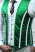 Royal Green Satin Brocade Steel Boned Corset Vest, Men Costume