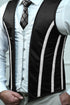 Royal Black Satin Brocade Steel Boned Corset Vest, Men Costume