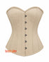 Beige Leather Bustier Steel Boned Corset For Women Steampunk Costume