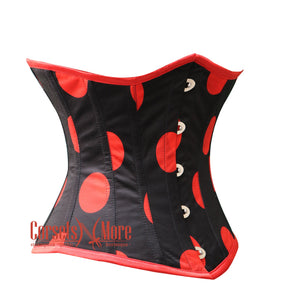Plus Size Printed Black Red Polka Satin Waist Training Underbust Corset