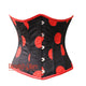 Plus Size Printed Black Red Polka Satin Waist Training Underbust Corset