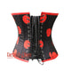 Plus Size Printed Black Red Polka Satin Waist Training Underbust Corset