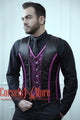 Royal Satin Purple And Black Authentic Steel Boned Men's Corset Vest