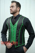 Royal Satin Green And Black Brocade Authentic Steel Boned Men Corset Vest
