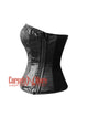 Black Satin Top Gothic Comic Con Costume Bustier Yellow Bat Sequins Corset Top Overbust