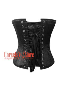 Black Satin Top Gothic Comic Con Costume Bustier Yellow Bat Sequins Corset Top Overbust