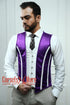 Steel Boned Corset Vest, Royal Purple Satin Brocade, Men Costume