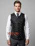 Black Brocade With Leather Steampunk Costume Authentic Steel Boned Men Corset Vest