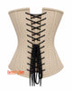 Beige Leather Bustier Steel Boned Corset For Women Steampunk Costume