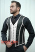 Royal Satin White And Black Brocade Authentic Steel Boned Men Corset Vest