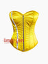 Yellow Satin Overbust Corset Zipper Burlesque Costume