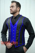 Royal Satin Blue And Black Brocade Authentic Steel Boned Men Corset Vest