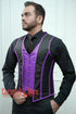 Royal Satin Purple And Black Brocade Authentic Steel Boned Men Corset Vest