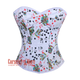 Plus Size Playing Cards Printed White Satin Corset Gothic Christmas Costume