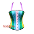 Multi-Color Satin Stripes Overbust Aro Ace Corset Pride Costume Mardi Gras Top