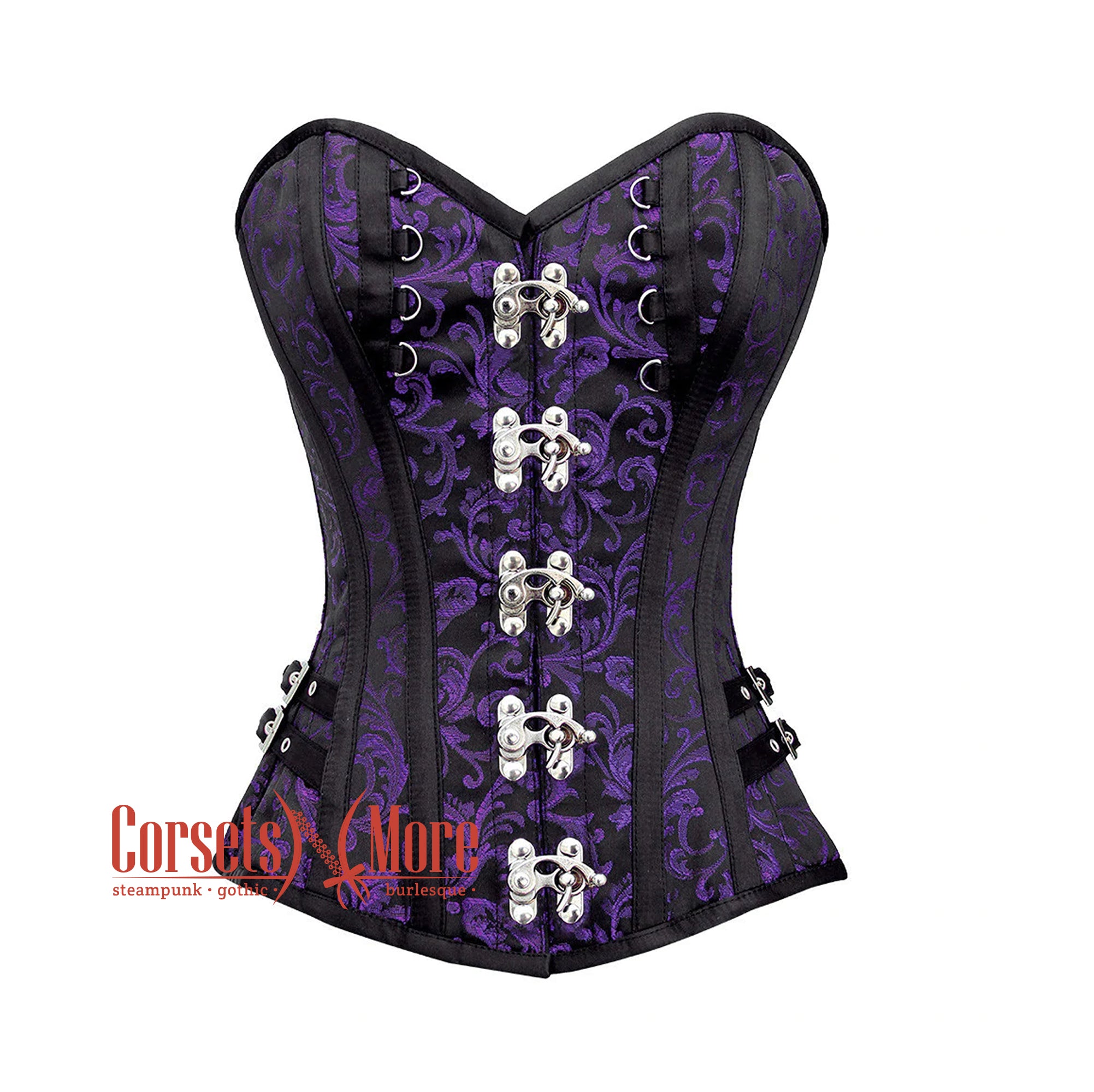 Purple and Black Brocade Overbust Corset Bustier Heart Top Costume ...
