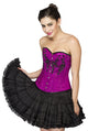 Purple Satin Black Sequins Plus Size Overbust Corset Dress - CorsetsNmore