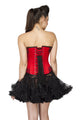 Red Satin Handmade Sequins Overbust Plus Size Corset Dress with Tutu Skirt - CorsetsNmore