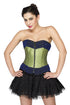 Green Silk Sequins Handmade Overbust Plus Size Corset Satin Net Skirt Dress