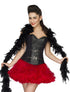 Plus Size Black Leather Overbust Corset Dress with Red Tutu Skirt
