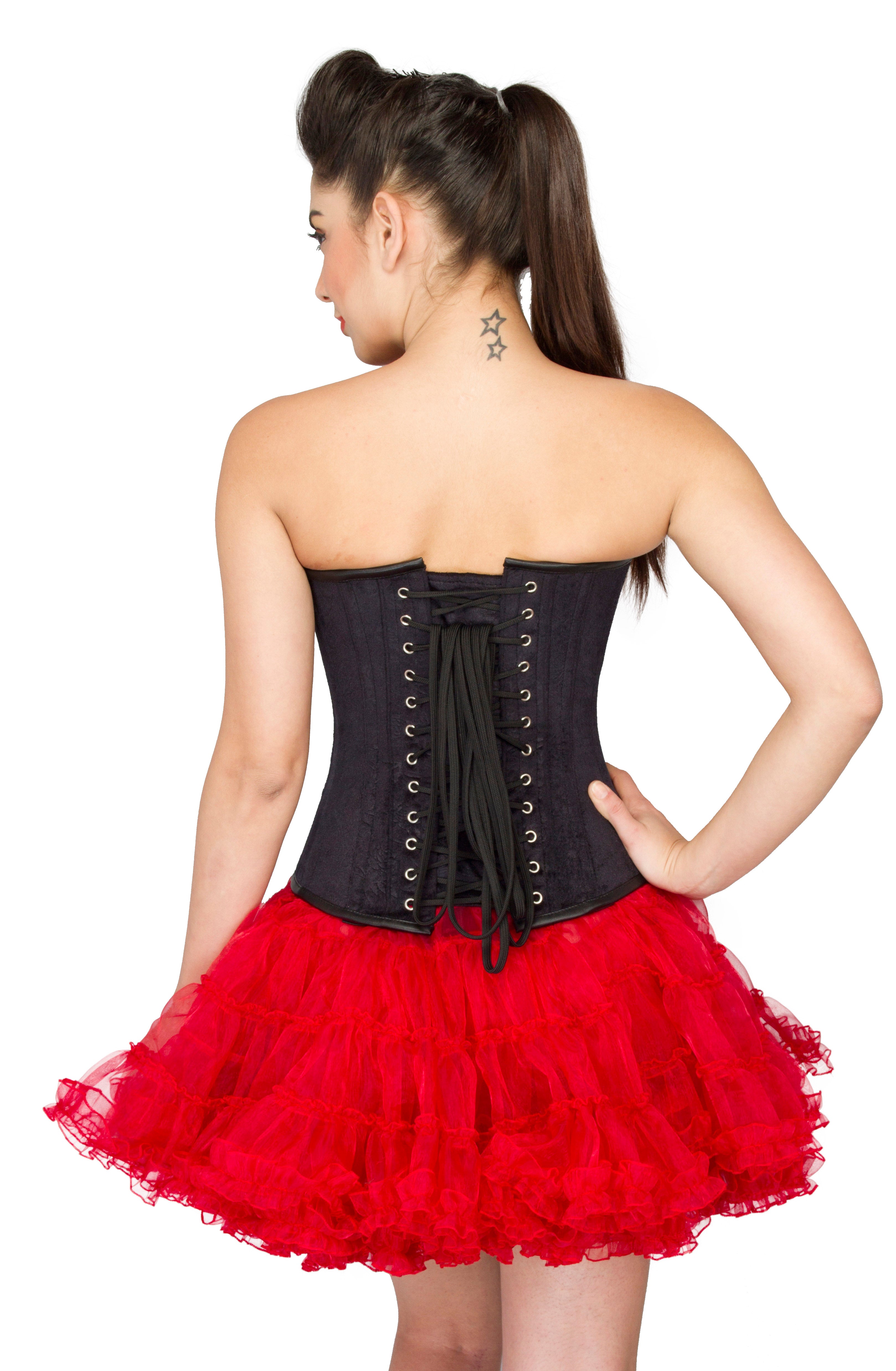 Black Faux Leather Steampunk Overbust Corset with Tutu Skirt Dress 3XL | 34 (for waist size 38"-39) Black Faux Leather Steampunk Overbust Corset with Tutu Skirt Dress 3XL | 34 (for waist size 38"-39)