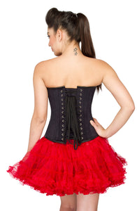 Plus Size Black Leather Overbust Corset Top