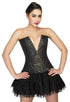 Black Faux Leather Overbust Plus Size Corset Satin Net Tutu Skirt Dress