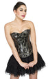 Plus Size Black Leather Waist Cincher Overbust Corset Satin Net Tutu Skirt Women Dress