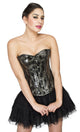 Plus Size Black Leather Waist Cincher Overbust Corset Satin Net Tutu Skirt Women Dress - CorsetsNmore