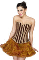 Brown Jute Gothic Waist Cincher Overbust Plus Size Corset Poly Tissue Tutu Skirt Dress - CorsetsNmore