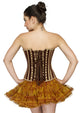 Brown Jute Gothic Waist Cincher Overbust Plus Size Corset Poly Tissue Tutu Skirt Dress - CorsetsNmore