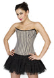 Black White Check Polyester Overbust Plus Size Corset Satin Net Tutu Skirt - CorsetsNmore