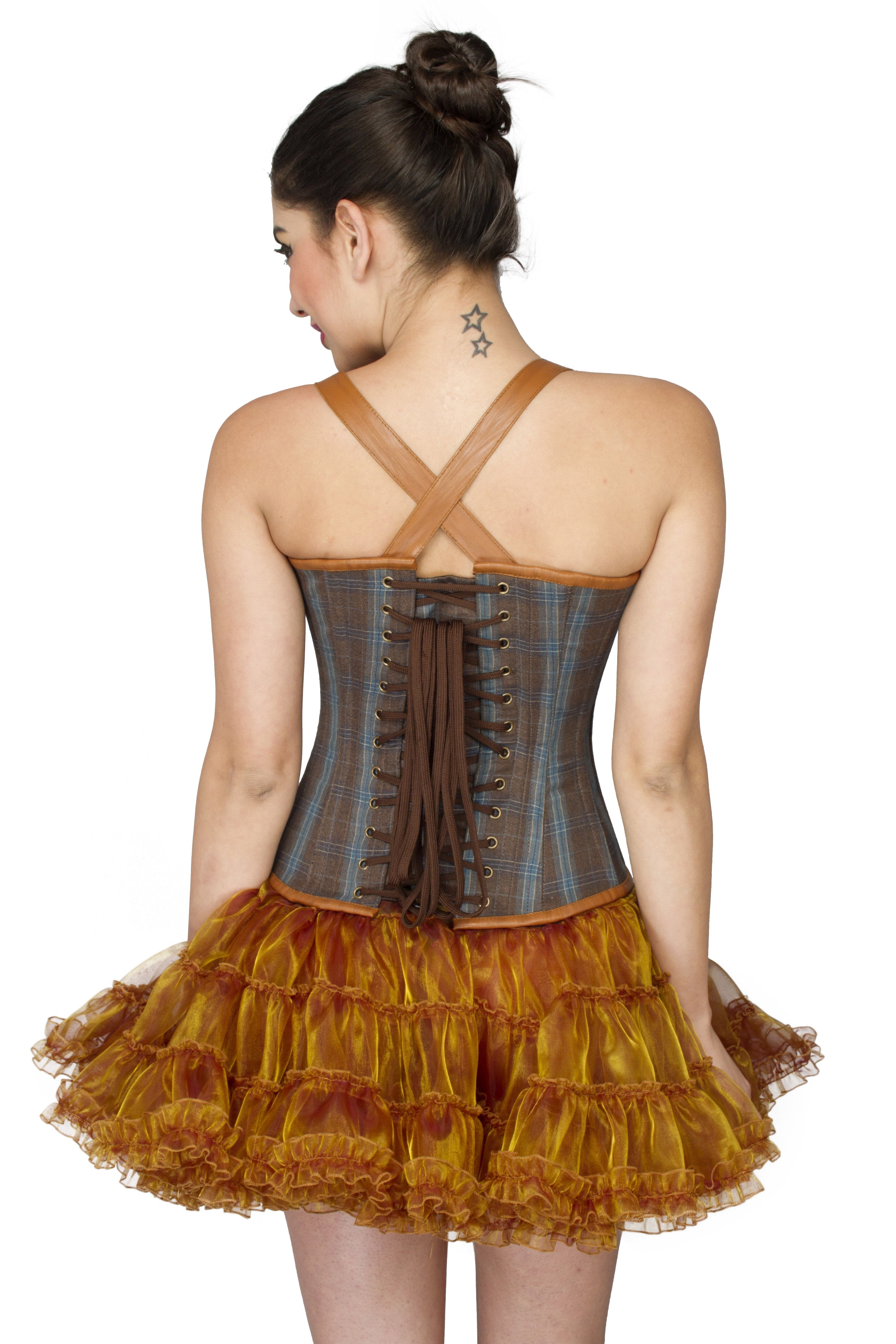 Cotton & Leather Straps Overbust Plus Size Corset Tutu Skirt 44 (for waist Size 48 Cotton & Leather Straps Overbust Plus Size Corset Tutu Skirt 44 (for waist Size 48