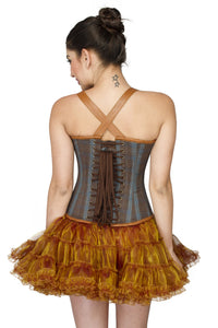 Cotton And Leather Straps Overbust Plus Size Corset Tissue Tutu Skirt - CorsetsNmore