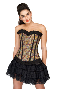 Cotton Lily Printed Overbust Plus Size Corset Top