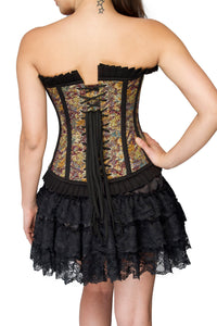 Cotton Lily Printed Black Frill Overbust Corset with Tutu Skirt Dress