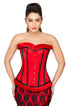 Red Black Trim Satin Overbust Plus Size Corset Top