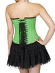 Pea Green Velvet Overbust Plus Size Corset Satin Net Tutu Skirt - CorsetsNmore