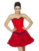 Red Velvet Gothic Burlesque Overbust Plus Size Corset Red Tissue Tutu Skirt - CorsetsNmore