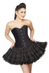 Black Velvet Overbust Plus Size Corset Waist Training With Cotton Silk Tutu Skirt